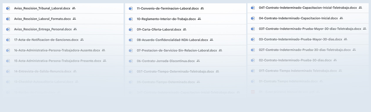 Documentos legales para empresas incluidos en el Paquete Blindaje Legal